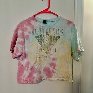 Disney Princess Sleeping Beauty Queen of Naps Cropped Tie Dye Cotton Graphic Tee
